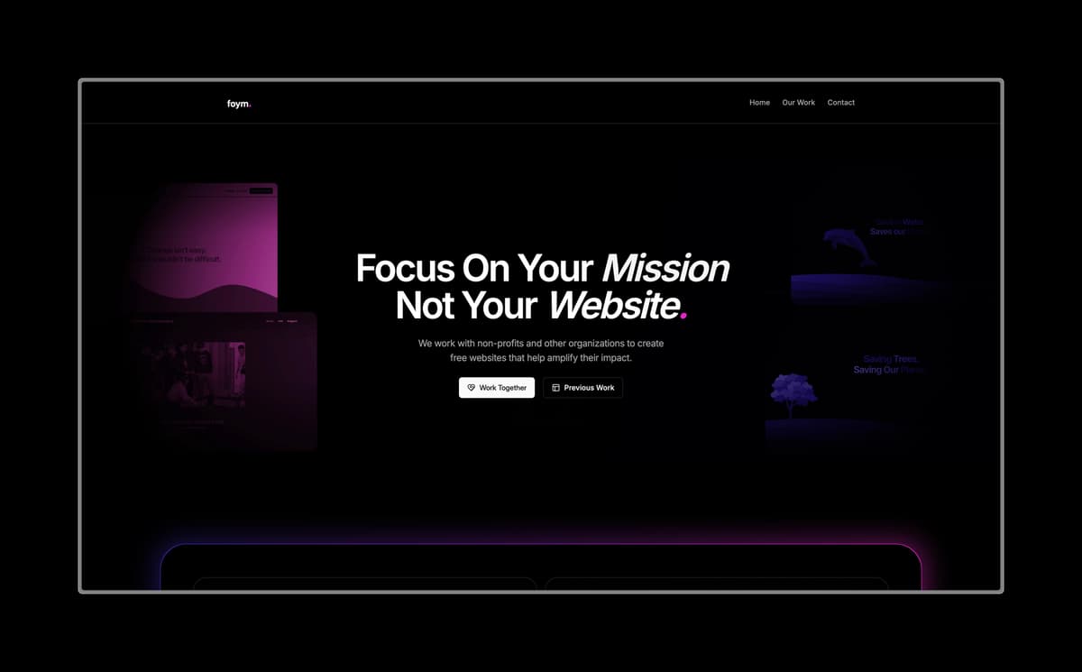 An image of the FOYM template website designed by Ruslan Mukhamedvaleev.