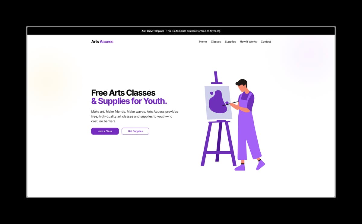 An image of the Art Access template website designed by Ruslan Mukhamedvaleev.